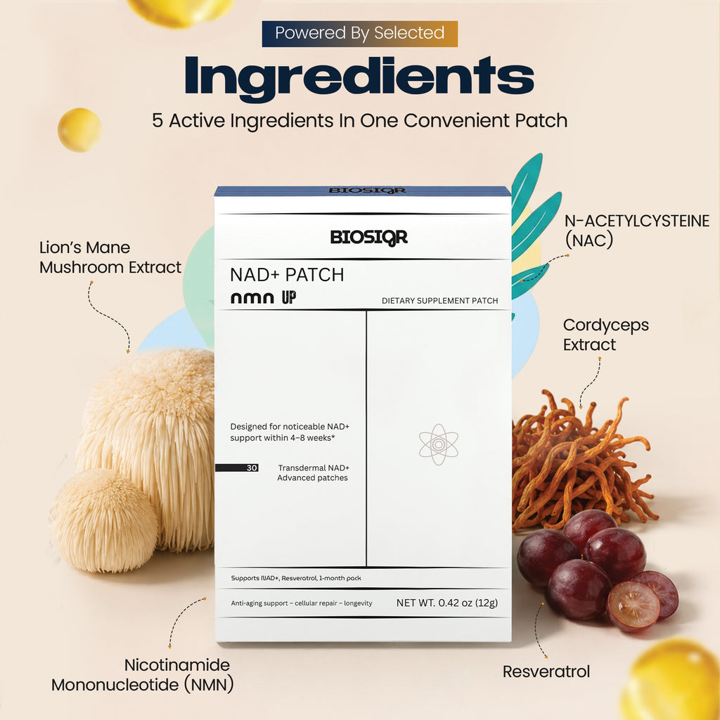 NAD+ Patches for Women & Men, 30 Count NAD Plus Supplements High Dose NMN + Resveratrol + NAC, Premium 8-Hour Extended-Release Formula, Vegan, NAD+ Supplements